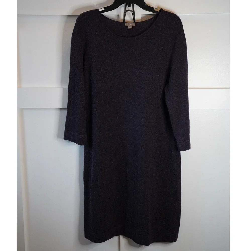 J. Jill, Silk Blend Knit Dress‎ Speckled 3/4 Sleeve Purple Size Large